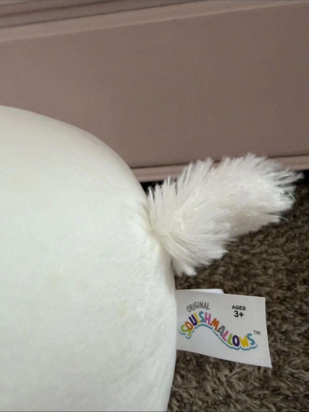Squishmallows White Unicorn Pillow with Gold Accents